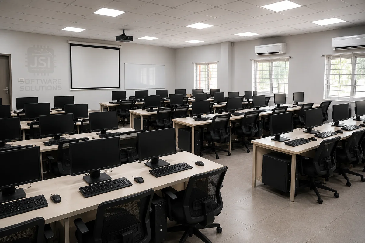 Inside computer lab fully installed wired and managed by JSI Software Solutions