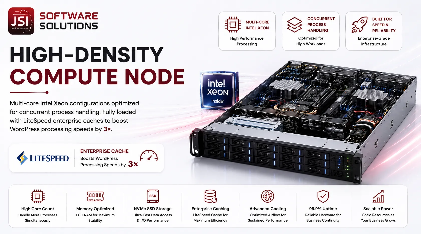 High-density JSI enterprise compute node server racks